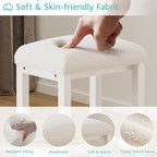 Small Faux Teddy Fur Vanity Stool, Cute Vanity Stools with Cushion, White Makeup Vanity Chair for Small Spaces, Living Room, Bedroom, Bathroom, Entryway, Ottoman Foot Rest for Couch Sillas Modern - Image 6