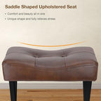 Memobarco 18-Inch Leather Vanity Stool Chair, Dark Brown Makeup Stool - Image 3