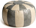 Thgonwid Unstuffed Moroccan Ottoman Pouf Cover, Ottoman Footstool Storage Solution, Bean Bag Chair, Foot Rest, Gray & Mushroom by Thgonwid