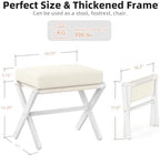 BAMBOOHOMIE Foldable Foot Stool Ottoman, Modern Foot Rest with Bamboo X Legs & Thick Foam Cushion, Folding Foot Stools Small Padded for Bedroom Living Room, Footstool for Chair Couch (White - White) - Image 3
