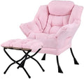 Tiita Lazy Chair with Ottoman, Comfy Reading Accent Chair, Pink by TiitaHome