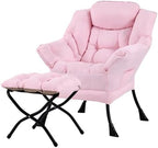 Tiita Lazy Chair with Ottoman, Comfy Reading Accent Chair, Pink by TiitaHome