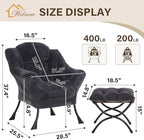 Welnow Lazy Chair with Ottoman, Reading Chair with Footrest, Navy Blue - Image 3