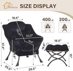 Welnow Lazy Chair with Ottoman, Reading Chair with Footrest, Jet Black - Image 3