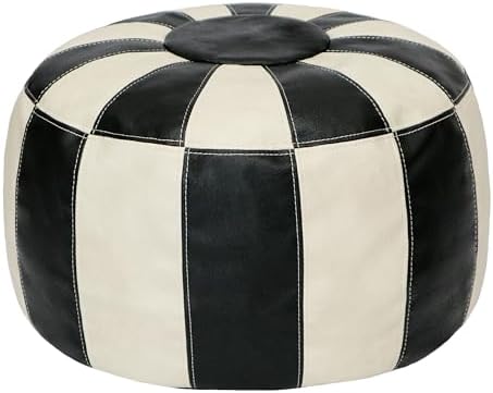 Thgonwid Unstuffed Moroccan Ottoman Pouf Cover, Ottoman Footstool Storage Solution, Bean Bag Chair, Foot Rest, Multi-Black&White by Thgonwid