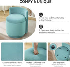 WUTUTUEE Velvet Vanity Chair with Storage, 360° Swivel Makeup Chair with Wave Back, No Assembly Small Accent Stool for Bedroom, Dressing, Living Room, Teal - Image 4