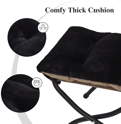 15"(H) Folding Ottoman, Set of 2, Foldable Footrest Stool, Small Foot Stool for Couch, Collapsible Foot Rest Ottoman for Sofa, Accent Padded Ottomans for Living Room, Bedroom, Black - Image 6