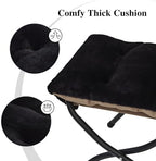 15"(H) Folding Ottoman, Foldable Footrest Stool, Portable Small Foot Stool for Couch, Collapsible Foot Rest Ottoman for Sofa, Accent Padded Ottomans for Living Room, Bedroom, Black - Image 6