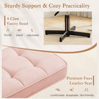 LUE BONA Adjustable Vanity Stool, 15''-19.5'' Foot Rest Under Desk, 360° Swivel Vanity Chair for Makeup Room, Pink Upholstered Faux Leather Ottoman for Bathroom & Living Room, 300lbs - Image 4