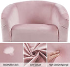 Yaheetech Small 25.5in Wide Velvet Barrel Accent Chair Bedroom, Pink - Image 5