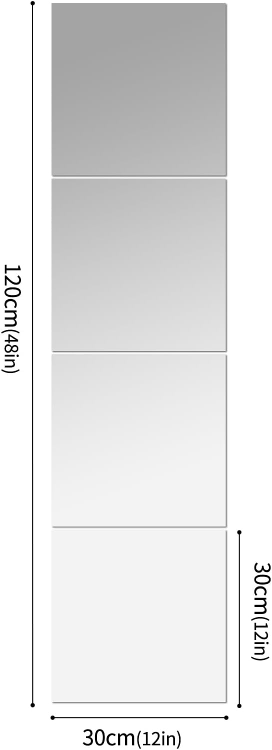 JEOYOO HD Glass Full Length Wall Mirror Tiles, Frameless Full Body Mirror Tiles - Image 6