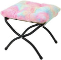 15"(H) Folding Ottoman, Foldable Footrest Stool, Portable Small Foot Stool for Couch, Collapsible Foot Rest Ottoman for Sofa, Accent Padded Ottomans for Living Room, Bedroom, Rainbow by MordchilHF
