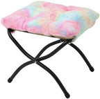 15"(H) Folding Ottoman, Foldable Footrest Stool, Portable Small Foot Stool for Couch, Collapsible Foot Rest Ottoman for Sofa, Accent Padded Ottomans for Living Room, Bedroom, Rainbow by MordchilHF