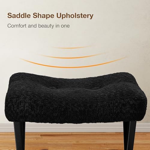 Memobarco 18-Inch Vanity Stool Chair, Black Makeup Stool - Image 3