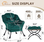 Welnow Lazy Chair with Ottoman, Reading Chair with Footrest,Dark Green - Image 3