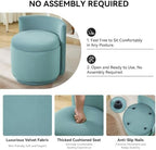 Large Velvet Vanity Chair, 360° Swivel Makeup Chair with Storage, Teal - Image 4