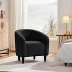 Yaheetech Small 25.5in Wide Sherpa Barrel Accent Chair for Bedroom, Black - Image 4