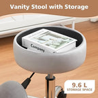 Adjustable Vanity Stool Storage Swivel Rolling Vanity Chair with Wheels - Image 4