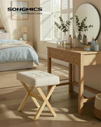SONGMICS Makeup Stool, Padded Vanity Foot Rest, Solid Wood X Legs - Image 3