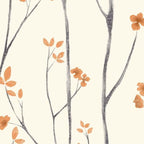 Timeet Peel and Stick Wallpaper White and Orange Floral Wallpaper Boho Leaf by Timeet