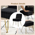 Vanity Chair with Storage | Comfy Ottoman with Folding Back - Image 6