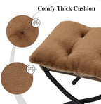 15"(H) Folding Ottoman, Foldable Footrest Stool, Portable Small Foot Stool for Couch, Collapsible Foot Rest Ottoman for Sofa, Accent Padded Ottomans for Living Room, Bedroom, Brown - Image 5