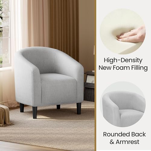 Yaheetech Small 25.5in Wide Corduroy Accent Chair for Bedroom, Light Gray - Image 6
