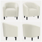 Yaheetech Small 25.5in Wide Corduroy Barrel Accent Chair for Bedroom, Beige - Image 5