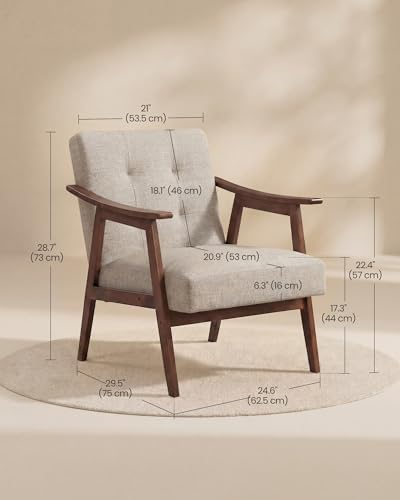 VASAGLE Accent Chair, PU Leather Armchair, Button Tufted, Thick Cushion - Image 2