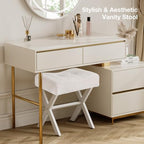 Memobarco 18-Inch Vanity Stool Chair, White Padded Saddle Makeup Stool - Image 6