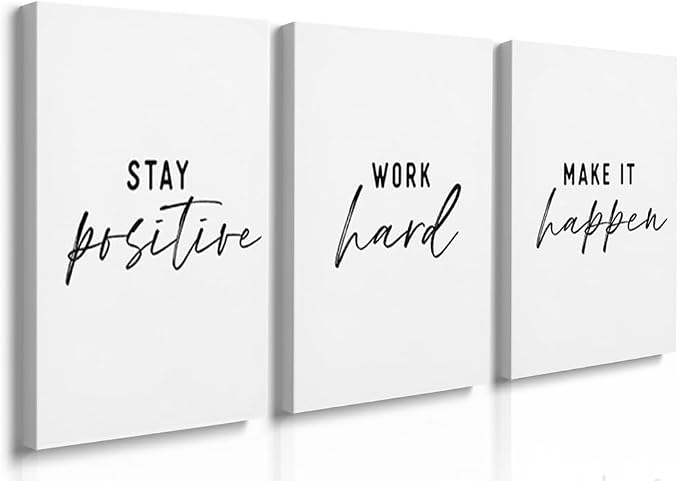 GUBIYU 3 Pcs Office Wall Decor Stay Positive, Hard Work Wall Art, Motivational by GUBIYU