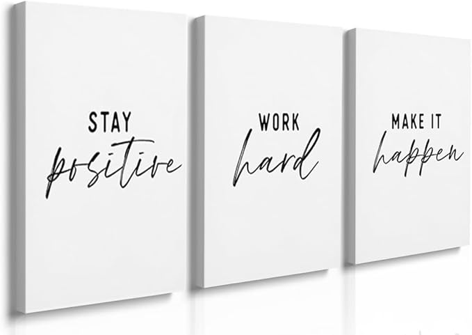 GUBIYU Black and White Inspirational Wall Art Stay Positive Work Hard Make it by GUBIYU