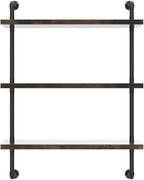 Industrial Pipe Shelf Wall Mounted, Rustic Wood Floating Shelves, 3 Tier Wall - Image 5