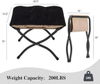 15"(H) Folding Ottoman, Set of 2, Foldable Footrest Stool, Small Foot Stool for Couch, Collapsible Foot Rest Ottoman for Sofa, Accent Padded Ottomans for Living Room, Bedroom, Black - Image 3
