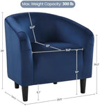Yaheetech Small 25.5in Wide Velvet Barrel Accent Chair Bedroom, Navy Blue - Image 3
