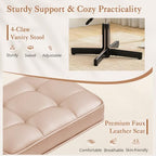 LUE BONA Adjustable Vanity Stool, 15''-19.5'' Foot Rest Under Desk, 360° Swivel Vanity Chair for Makeup Room, Rose Gold Upholstered Faux Leather Ottoman for Bathroom & Living Room, 300lbs - Image 4