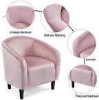 Yaheetech Small 25.5in Wide Velvet Barrel Accent Chair Bedroom, Pink - Image 6