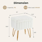 DUMOS Vanity Stool Chair Ottoman with Storage, Makeup Cute Soft Small Footstool Modern Style Faux Fur Seat with 4 Metal Legs & Adjustable Feet for Dressing Living Room Bedroom Dorm - Image 3