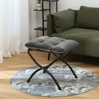 15"(H) Folding Ottoman, Foldable Footrest Stool, Portable Small Foot Stool for Couch, Collapsible Foot Rest Ottoman for Sofa, Accent Padded Ottomans for Living Room, Bedroom, Dark Grey - Image 4