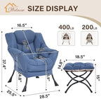 Welnow Lazy Chair with Ottoman, Reading Chair with Footrest,Royal Blue - Image 3