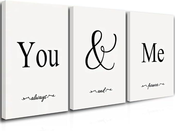 GUBIYU Black & White Bedroom 'You And Me' Love Words Art 24"x36" by GUBIYU