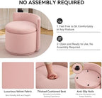 WUTUTUEE Large Velvet Vanity Chair with Storage, 360° Swivel Makeup Chair with Wave Back, No Assembly Small Accent Stool for Bedroom, Dressing, Living Room, Pink - Image 4