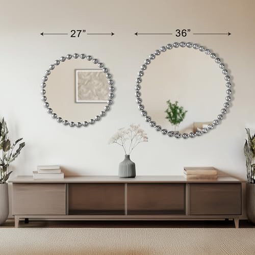 Madison Park Round Mirror, Metal Frame Circle Mirror 27 inch, Wall Art Decor - Image 5