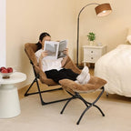 15"(H) Folding Ottoman, Foldable Footrest Stool, Portable Small Foot Stool for Couch, Collapsible Foot Rest Ottoman for Sofa, Accent Padded Ottomans for Living Room, Bedroom, Brown - Image 2