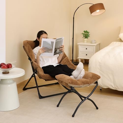15"(H) Folding Ottoman, Set of 2, Foldable Footrest Stool, Small Foot Stool for Couch, Collapsible Foot Rest Ottoman for Sofa, Accent Padded Ottomans for Living Room, Bedroom, Brown - Image 4