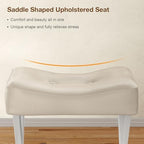 Memobarco 18-Inch Leather Vanity Stool Chair, Beige Makeup Stool - Image 3