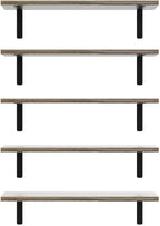 RICHER HOUSE Rustic Wood Bathroom Shelves Set of 5, Farmhouse Style Floating - Image 4
