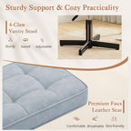 LUE BONA Adjustable Vanity Stool, 15''-19.5'' Foot Rest Under Desk, 360° Swivel Vanity Chair for Makeup Room, Blue Upholstered Faux Leather Ottoman for Bathroom & Living Room, 300lbs - Image 4