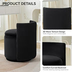 WUTUTUEE Velvet Vanity Chair with Storage, 360° Swivel Makeup Chair with Wave Back, No Assembly Small Accent Stool for Bedroom, Dressing, Living Room, Black - Image 3