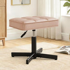 LUE BONA Adjustable Vanity Stool, 15''-19.5'' Foot Rest Under Desk, 360° Swivel Vanity Chair for Makeup Room, Rose Gold Upholstered Faux Leather Ottoman for Bathroom & Living Room, 300lbs by LUEBONA